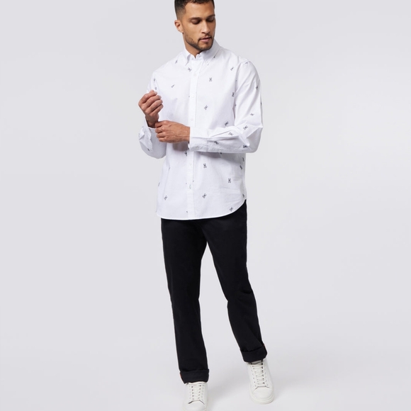 Psycho Bunny Seneca Oxford All Over Embroidered Long Sleeve Shirt - Picture 5 of 15